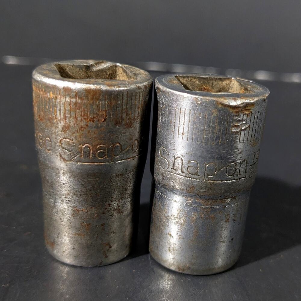 Snap-On Sockets 19/32 and 9/16 with 1/2" Drive 12-Point Shallow SW-180 SW-190